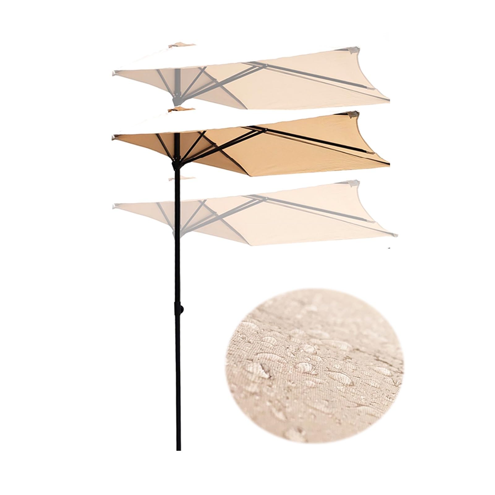 Media Sombrilla Rectangular para Exterior con Altura Ajustable, Sombrilla de Pared con 5 Varillas, Sombrilla para Balcón, Jardín, Terraza, Cafetería, 250×130cm
