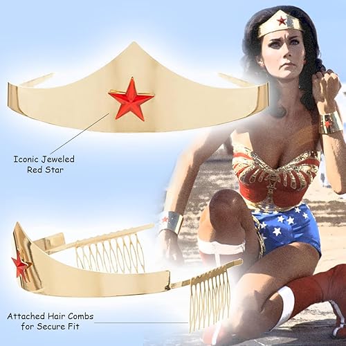 Miniatura 3 de Tiara dorada de la Mujer Maravilla de DC Comics con gema roja en forma de estrella