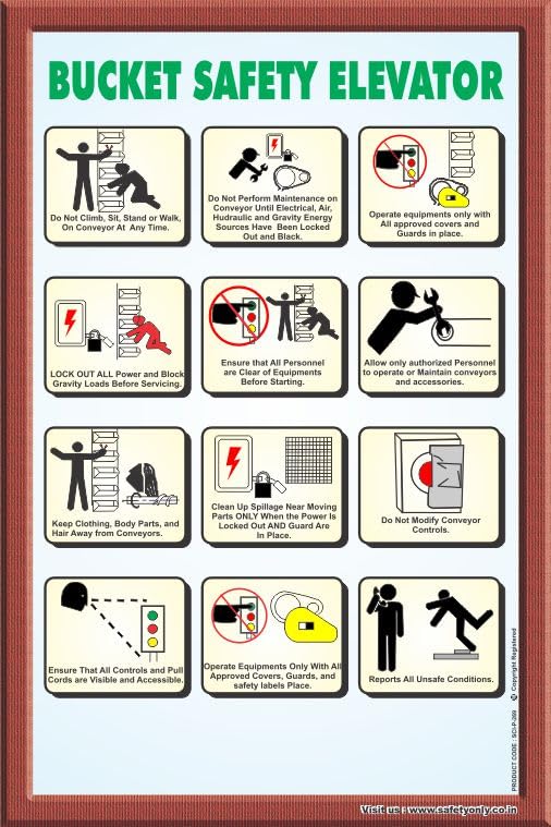 Bucket Elevator Safety Rules Poster | Industrial Educational Wall Art | Workplace Safety Chart | Machine Operation and Maintenance Guidelines (Multicolor, 2x3 Feet, Eco Vinyl - Unframed)-image-13