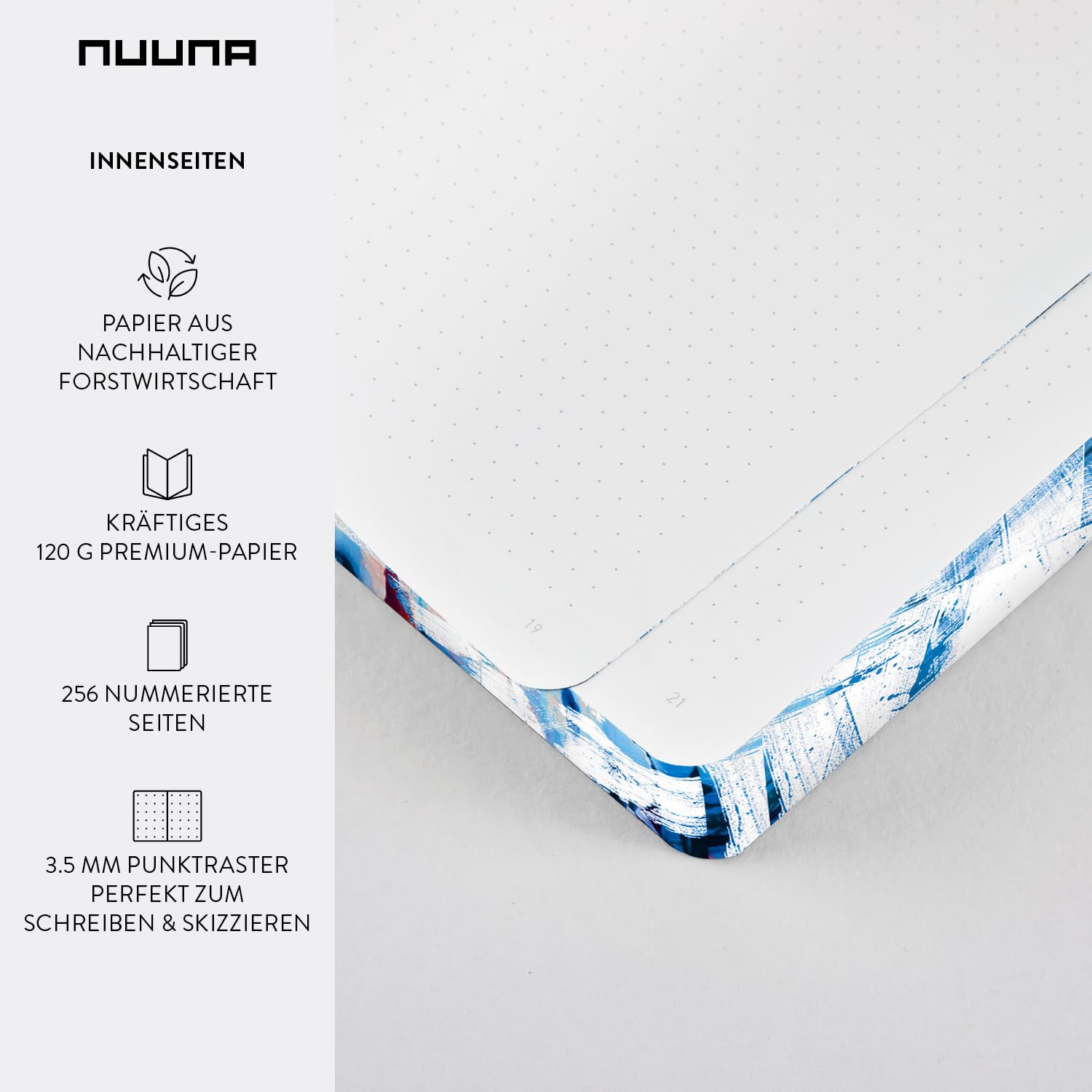 Nuuna Notizbuch A5+ Composition L - Strata, veganer Einband weiß