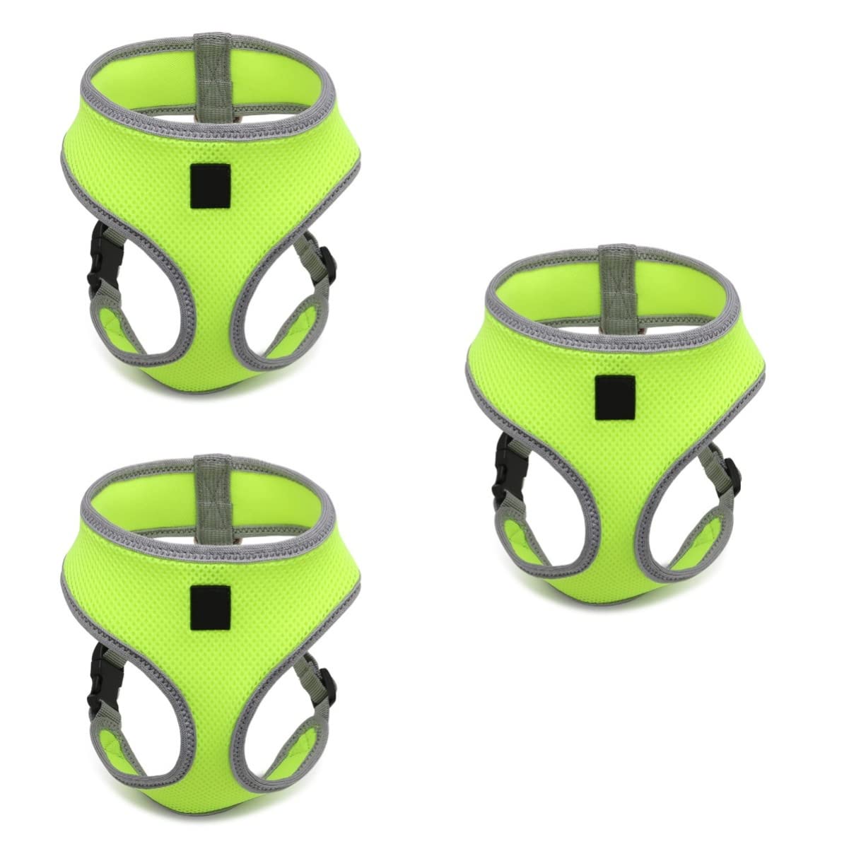 POPETPOP 3pièces pour Chiens Et Chats Gilet De Sécurité Ajustable Fluorescent Vert Ceinture De Traction Confortable pour Animaux De Compagnie