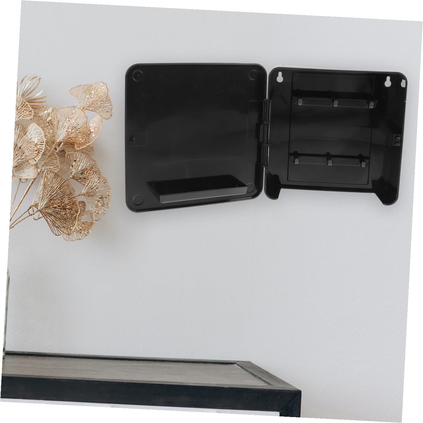 SHINEOFI Portachiavi da Parete Moderno in Plastico Nero Calamite Forti, Organizer Magnetico Multifunzionale per Chiavi e Lettere, per Ingresso Casa