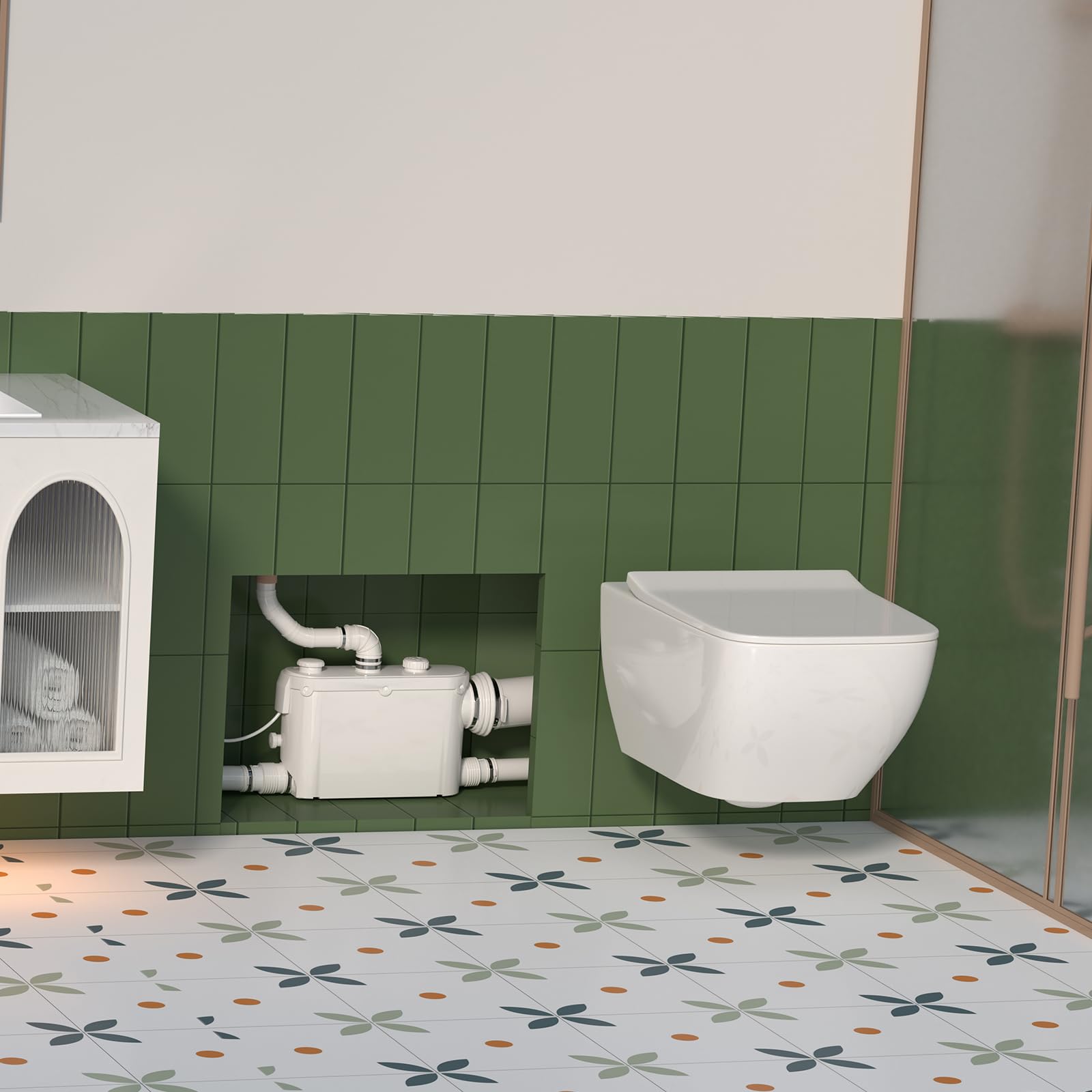 Smerigliatrice sanitaria da 500 W con scarico laterale, pompa di sollevamento per WC, lavanderia, cucina cantina, motore in rame, funzionamento silenzioso, installazione facile, 230 V
