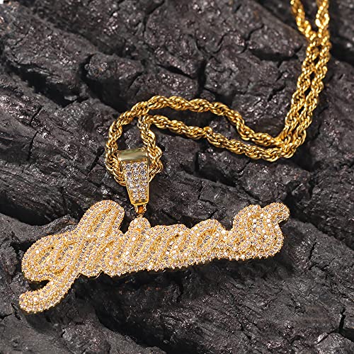 Custom Name Pendant Necklace Iced Out Chain for Men Hip Hop Micropave Simulated Diamond Chain A-Z Nameplate Letter Pendant Necklace with Rope Chain/Tennis Chain for Women Men4