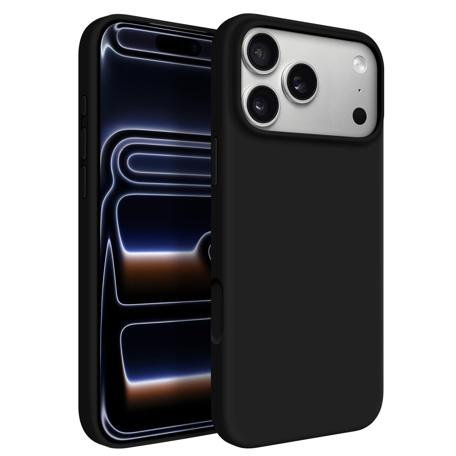 Photo 1 of Newseego for iPhone 17 Pro Max Case with Camera Control Button, Solid Color Liquid Silicone Case for Women Girls Men Anti-Scratch Lining Shockproof Drop Protective Cover for iPhone 17 Pro Max-Black