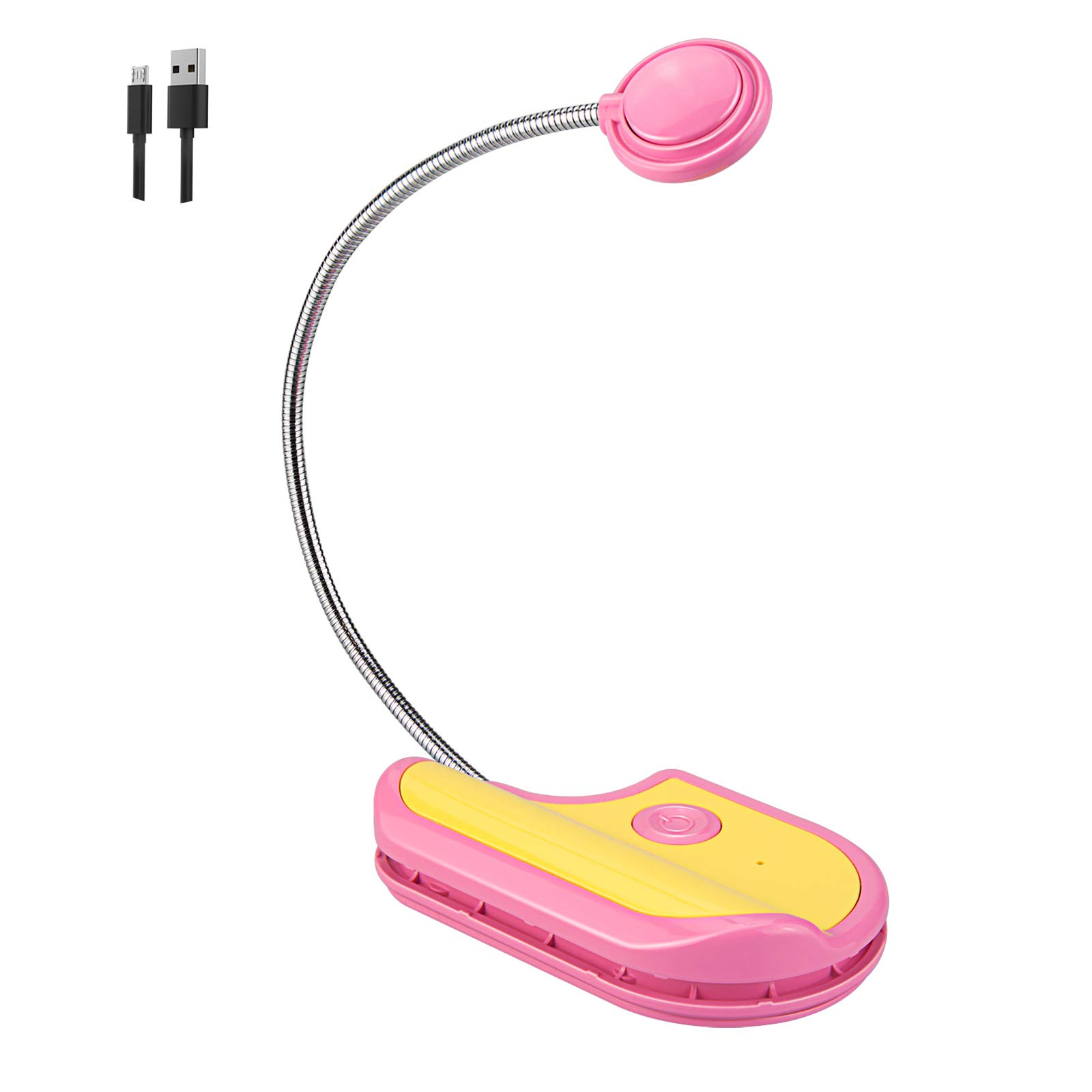 LUXSWAY Rechargeable Reading Book Light for Kids,3 Colors Reading Light for Books in Bed,Clip-On Book Night Light for Bed with Flexible Gooseneck,Cute Bookmark Light with Dimmable for Bookworms-Pink