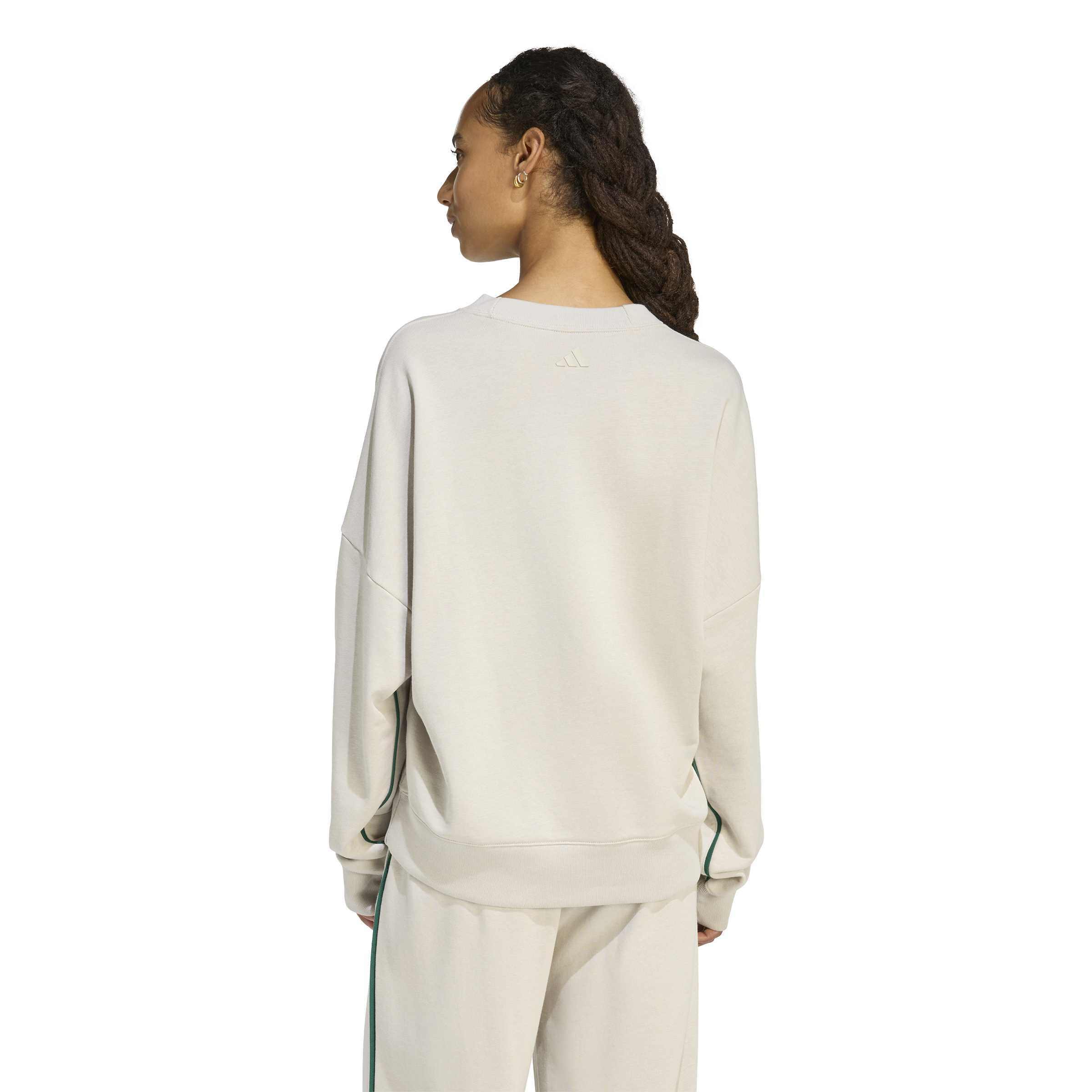adidas dames Seasonal Essentials Colorpop Sweatshirt with Embroidered Graphic, wonder alumina/collegiate green, S
