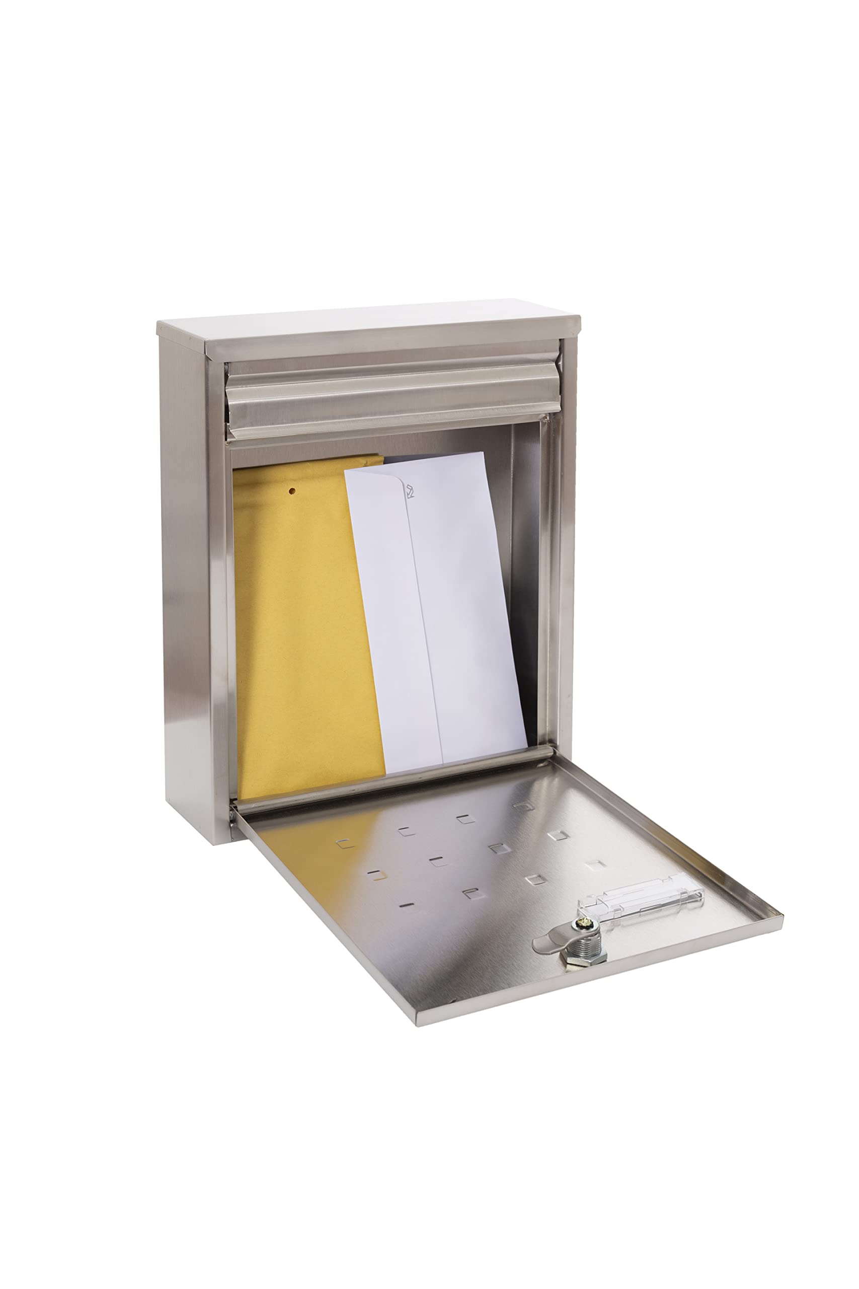 ARREGUI Dime V1327 Buzón Exterior de Acero Inoxidable, Tamaño M (Correo DIN A4 y Revistas), Buzón de Correo Individual, Buzón Pared, Agrupable, Fondo Estrecho, Anticorrosivo, Fácil de Instalar, Inox