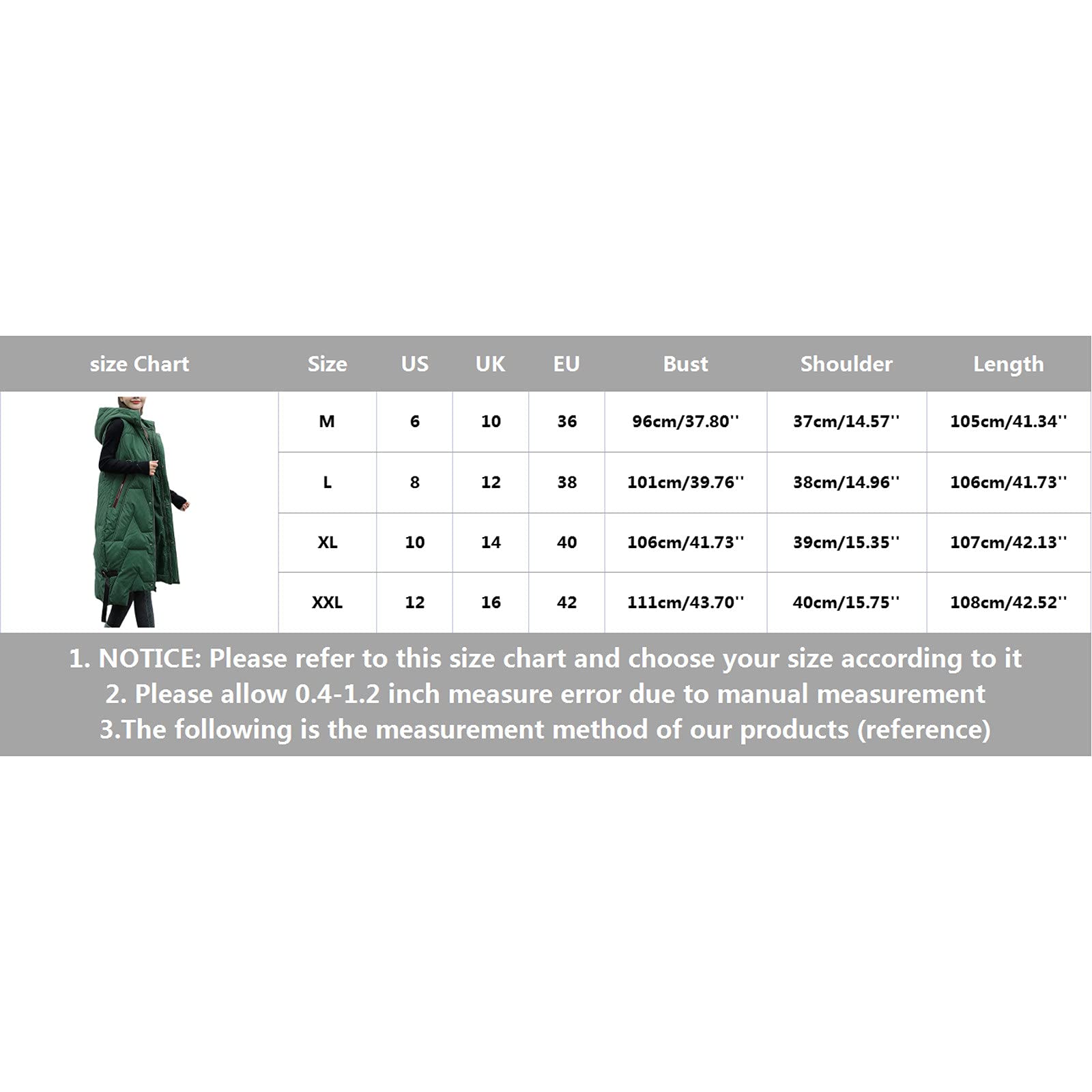 IQYU Giubbotto lungo da donna trapuntato leggero con cappuccio, gilet lungo sottile in piumino, giacca invernale trapuntata, senza maniche, con cappuccio, portatile, antivento, gilet in piumino, M XXL