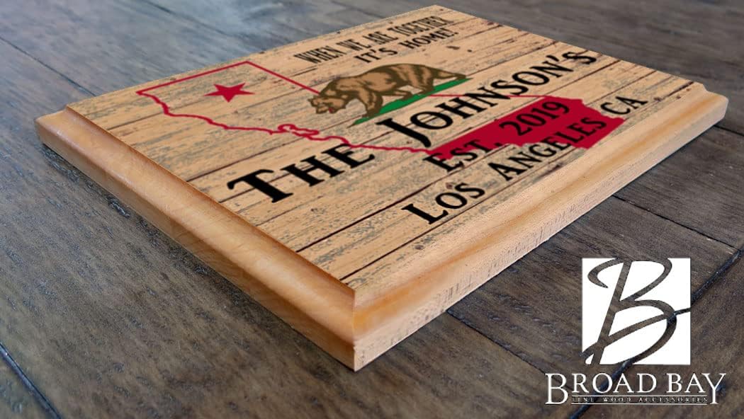 California Home Sign with Established Date PERSONALIZED Family Name - CA Housewarming Gift Wall Art Made in the USA