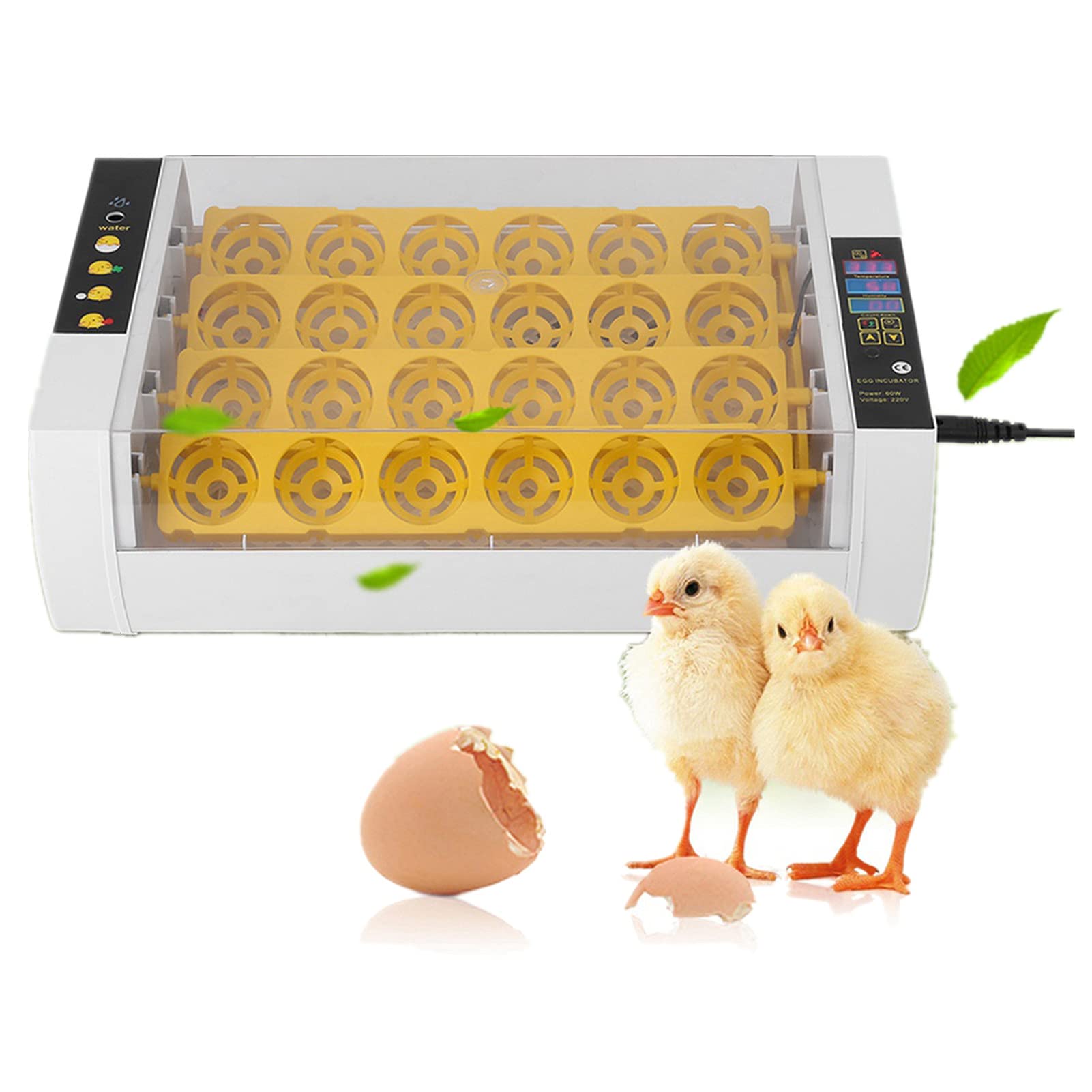 Zerone Eggs Incubator, 24 Eggs Fully Automatic Incubator for Chicken Eggs Temperature Control Digita