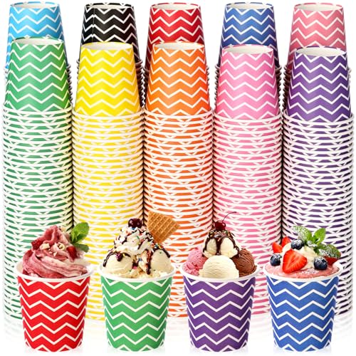 Image of Zeyune 500 Pack 5 oz Ice Cream Cups Disposable Bulk Ice Cream Sundae Bowls Paper Dessert Snack Frozen Yogurt Cups for Hot or Cold Food Wedding Baby Shower Birthday Bar Party Supplies, 10 Colors