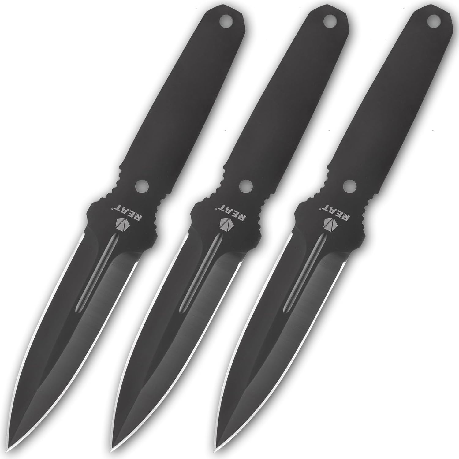 REAT Throwing Knives Set - 3 Piece, 9.5" Heavy Duty Throwing Knife with 440 Stainless Steel, Includes Sheath for Safe Storage,Ninja Kunai Knife for Competition,Training,Recreation,Gifts for Men Women