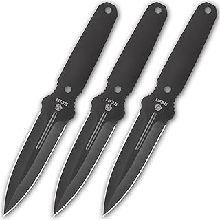 REAT Throwing Knives Set - 3 Piece, 9.5" Heavy Duty Throwing Knife with 440 Stainless Steel, Includes Sheath for Safe Storage,Kunai Knife for Competition, Training and Recreation