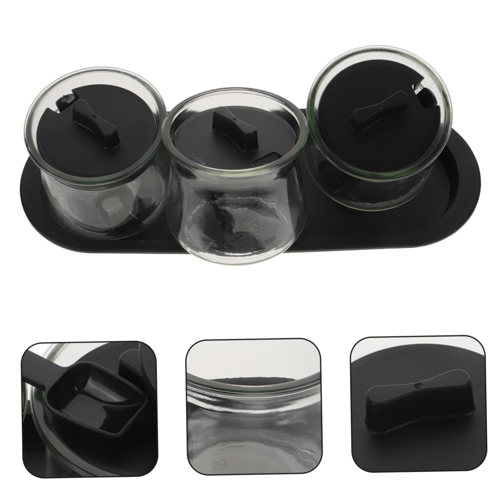 3stücke Gewürzbehälter Glas mit Deckel und Löffel für Salz Pfeffer Gewürze Würzmittelbehälter Spülmaschinenfest Gewürzglas Aufbewahrung in Küche