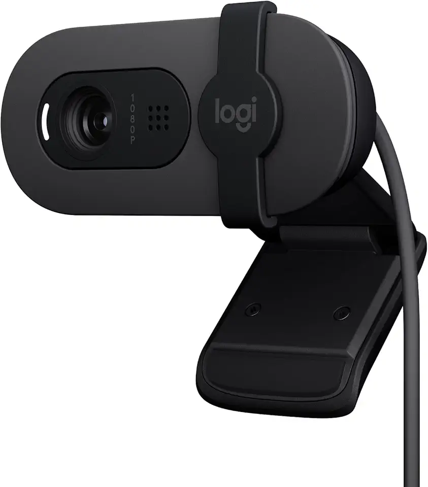 Webcam Full HD Logitech Brio 100 com Microfone Integrado, Proteção de Privacidade, Correção Automática de Luz e Conexão USB-A - Grafite