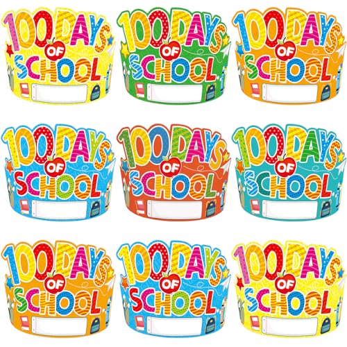 Fancy Land 100th Day of School Paper Crowns 30 Pcs 100 Days of School Crowns Hats for Classroom Supplies