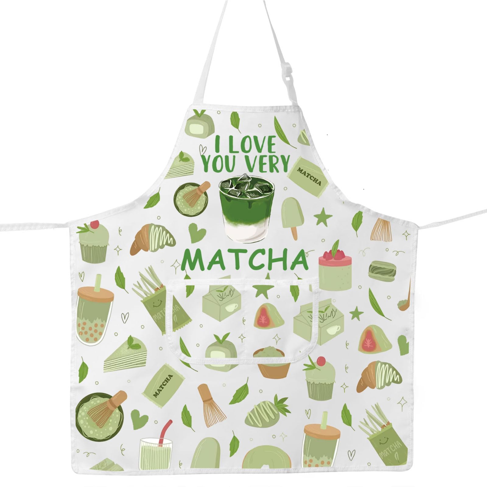 JNIAP Matcha Apron Matcha Lover Gifts Matcha Green Tea Gifts I Love You Very Matcha Gifts Matcha Tea Drinkers Gifts