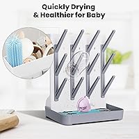 Vista 4 de Estante de secado de biberones: soporte vertical para botellas grandes que ahorra espacio, estante de secadora de pie Boon, accesorio para bebés