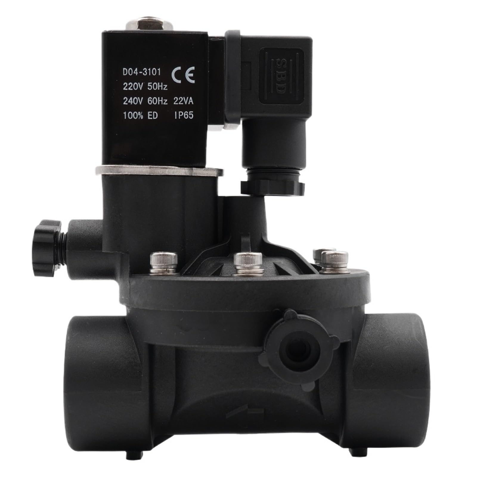 Électrovanne eau 220V avec switch manuel et ajustement du flux NPT