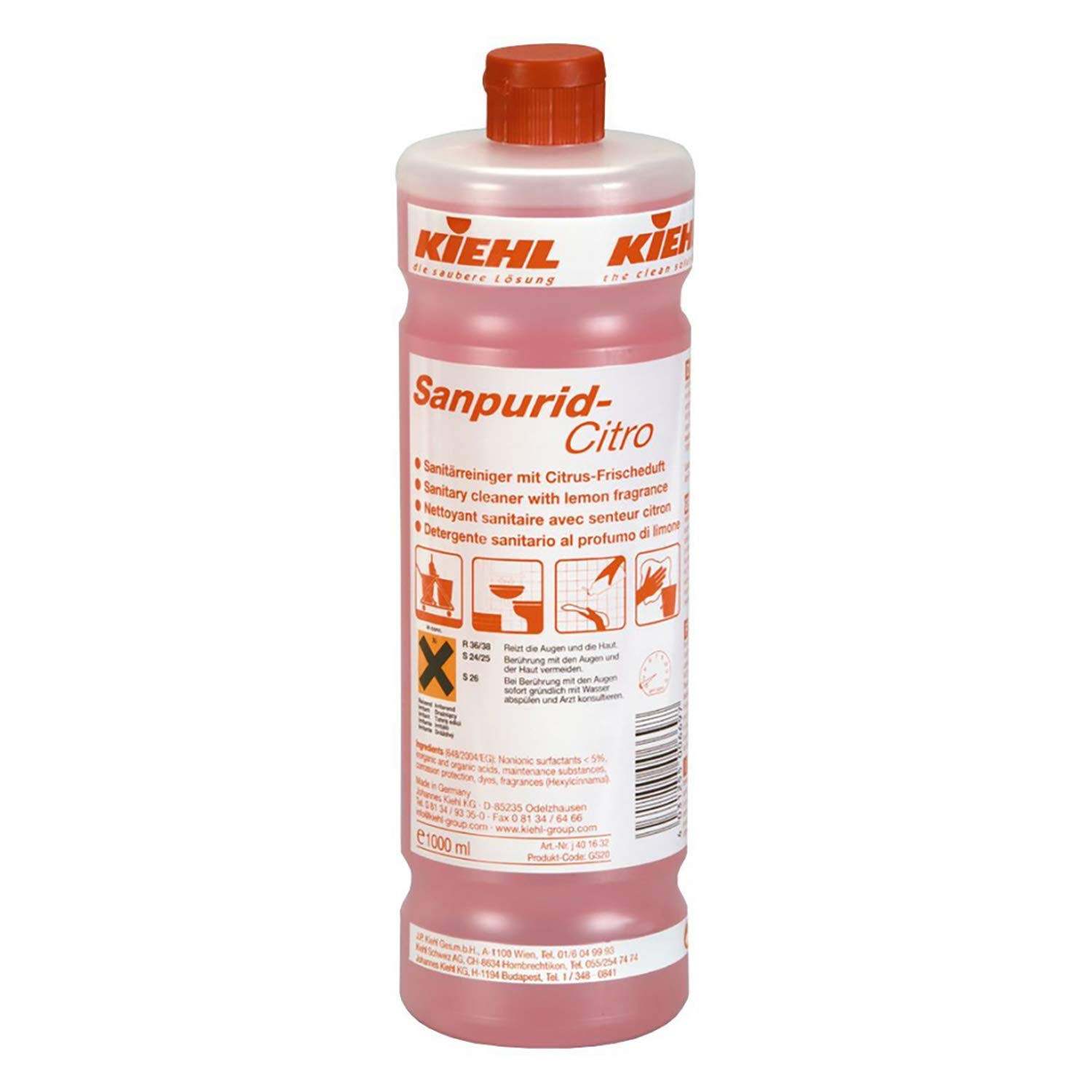 Nettoyant sanitaire – Détartrant – Détartrant WC – Détartrant – Avec chiffon en microfibre professionnel rouge (2 bouteilles = 2 litres)
