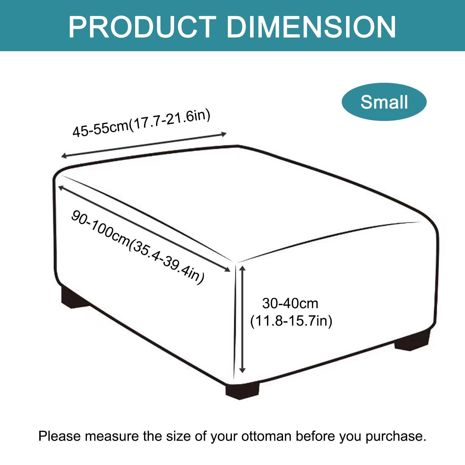 Funda otomana impermeable de piel sintética elástica suave para reposapiés, funda extraíble y plegable con parte inferior elástica para otomanas de 90 a 100 cm