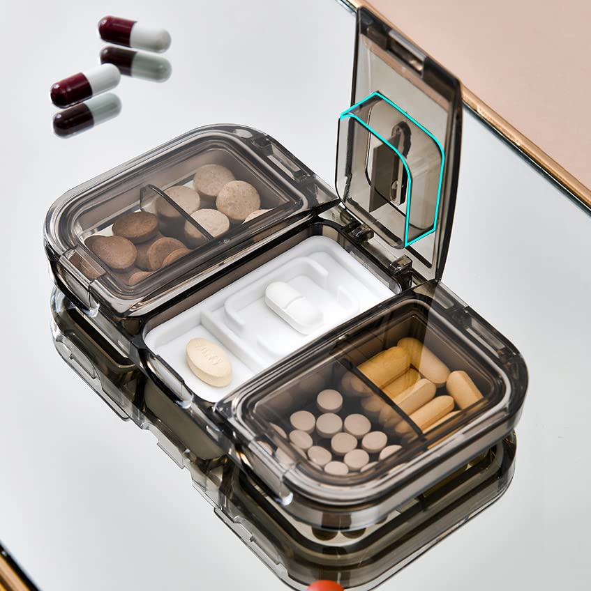 Kleine pillendoos met 4 vakken, pillendoos voor op reis, pillendoos met pillenverdelers, pillenorganisatoren (wit) - Afbeelding 5