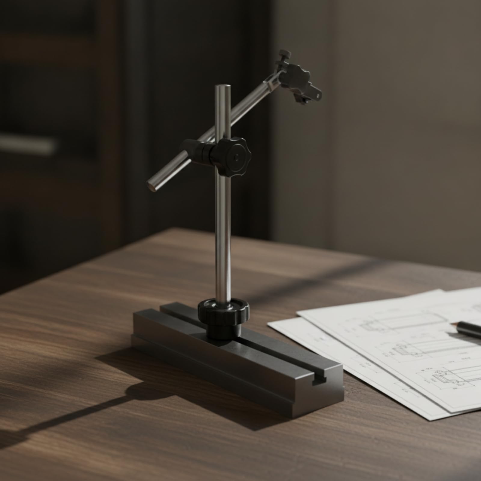 MERIGLARE Stabil Messstativ mit Magnetfuss | Mechanisch, Messuhrstativ, Verstellbar, Messuhrständer, für Messplatz, Techniker