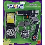 material: 100% plástico NET TOYS Conjunto Accesorios Policial  Placa de Policía, Esposas, Reloj, Tarjeta de Identificación y Pistola  Juego de Agente  Armamento Guardia