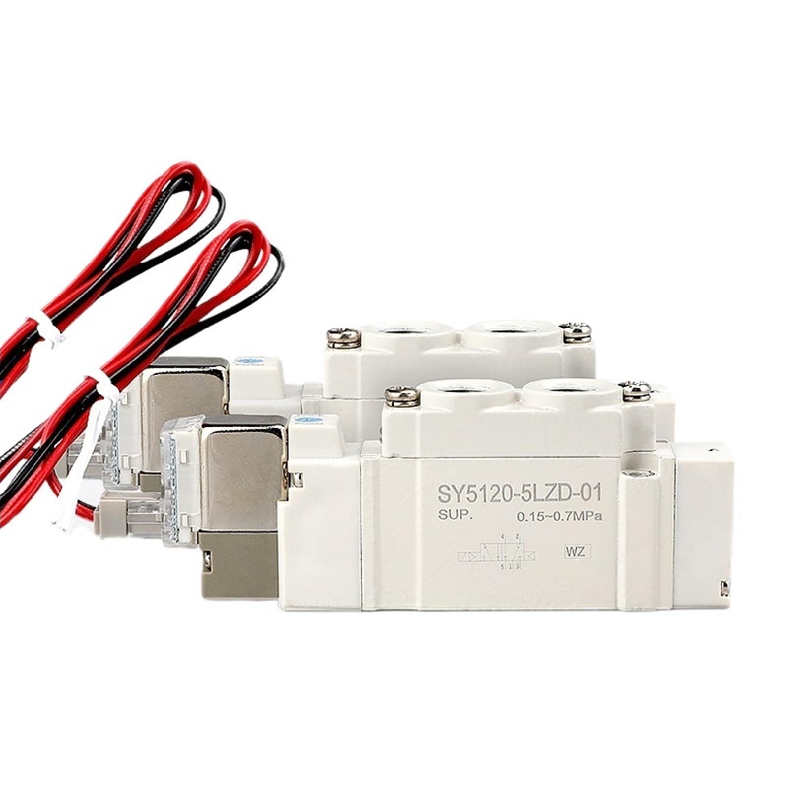 Válvula solenoide de control neumático de 5 puertos para automatización estable, 2 uds