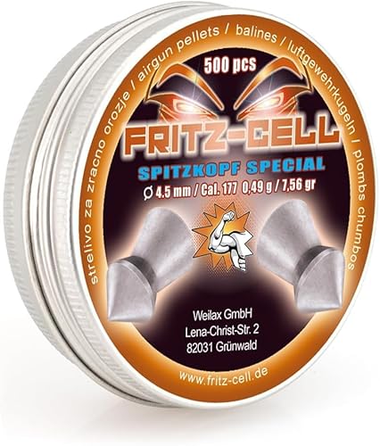 WEILAX 500 Spitzkopf Special Aero Diabolos 4,5mm Fritz-Cell für Luftgewehr Luftpistole 4,50 Diabolo (Aero Special) Luftpistolenkugeln Luftgewehrkugeln
