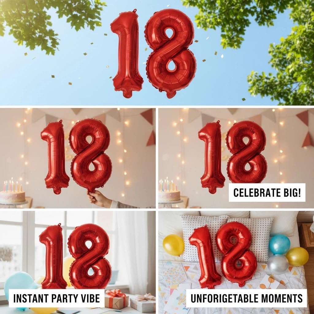 20 Pieces Foil Mylar Number Balloons 0 to 9 Set for Party Decoration (Red, 16 Inch) image 5