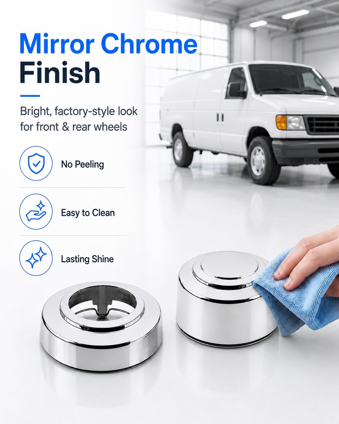 8 Lug 16" Chrome Wheel Center Hub Caps Fit for Ford 1995-2008 E250 E350 Van