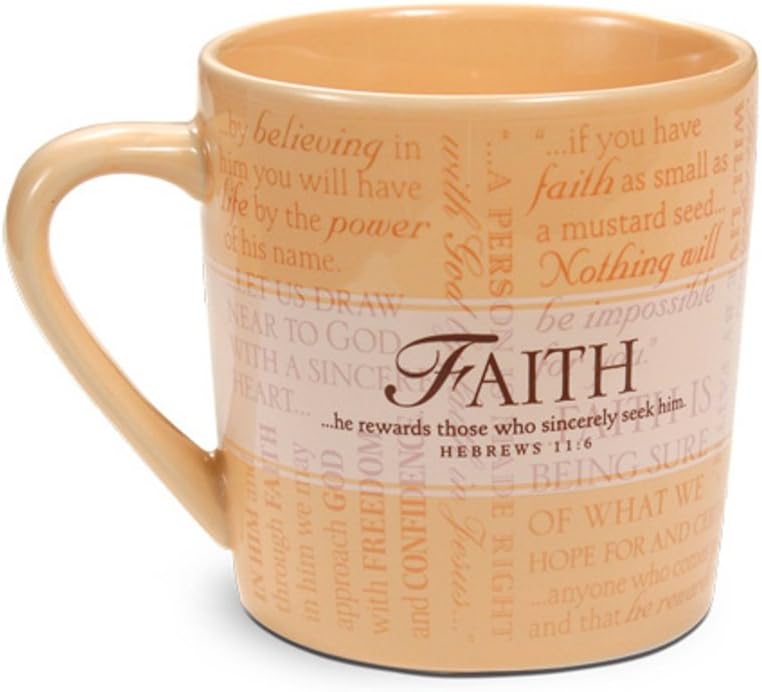 Lighthouse Christian Products Promises of Faith with 10 Scripture Cards Ceramic Mug, 14 oz