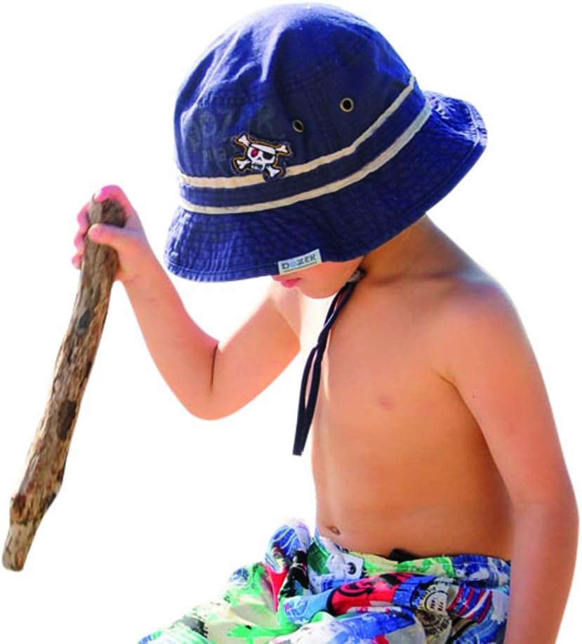 Boys Cotton Sun Hat Pirate Bucket -Navy UPF50+ (2-5 Years (51 cm))