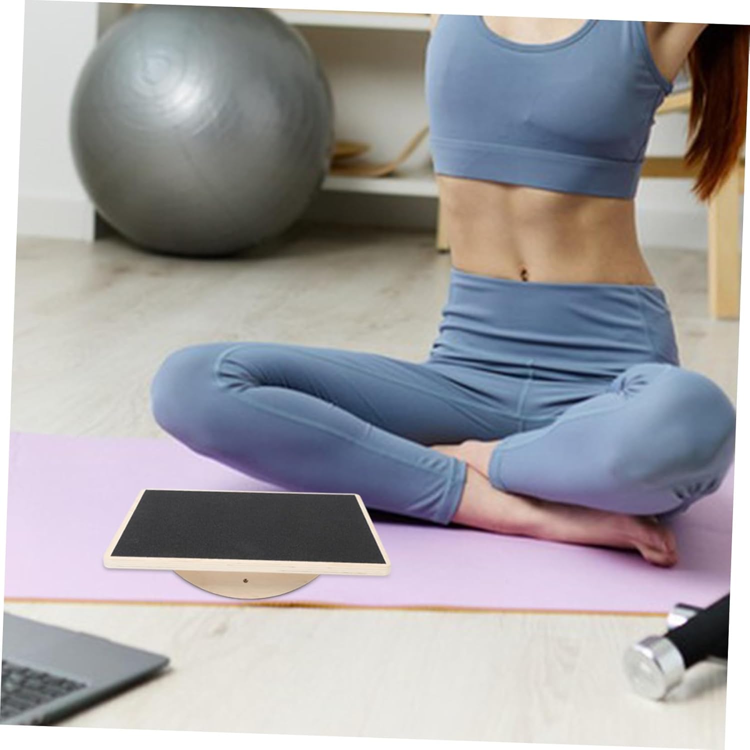 Generic Wooden Balance Training Board for Adults Rectangular Anti-slip Wobble Board Yoga Fitness Equipment for Enhanced Coordination Stability and Safe Home Workouts