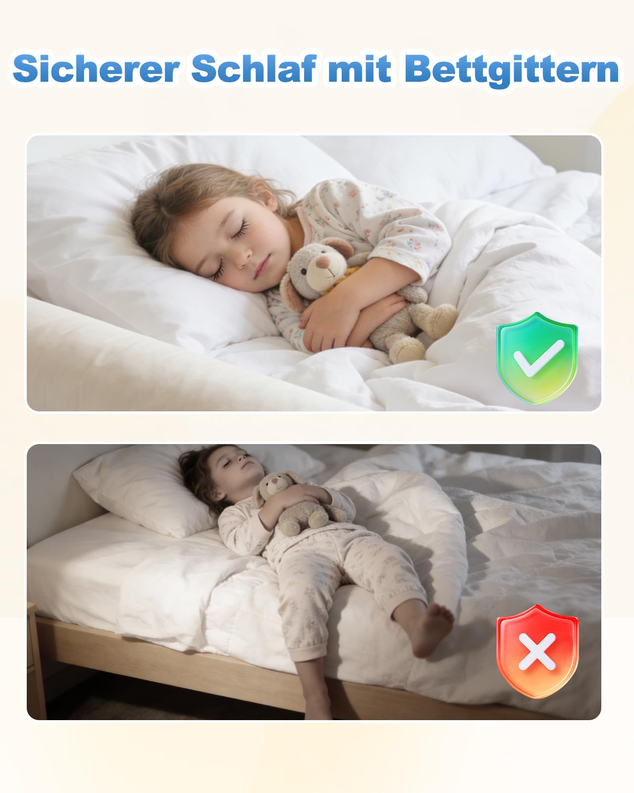 Oiomniv Bettschutzgitter Aufblasbare Bettgitter für Kleinkinder 2er Set – Tragbarer Rausfallschutz Bett, Rutschfestes Bettgitter, Für Einzelbett Doppelbett Queen & King, Für Zuhause & Reisen
