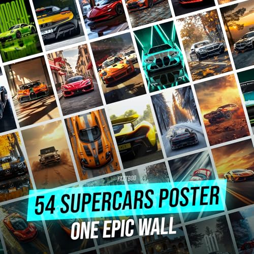 Image of Car Posters Gift Set of 54 (4 x 6 Inch) | | Vintage & Modern Car Wall Art Prints for Bedroom, Living Room, Office & Dorm Decoration