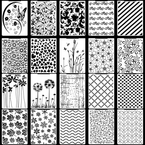 20 Pcs Embossing Folders for Card Making Embossing Stencil DIY Craft Template Plastic Paper Card Decorating Mold Folder for Scrapbook Photo Album DIY Craft Making 5.9 x 4.1 Inch (Vintage)