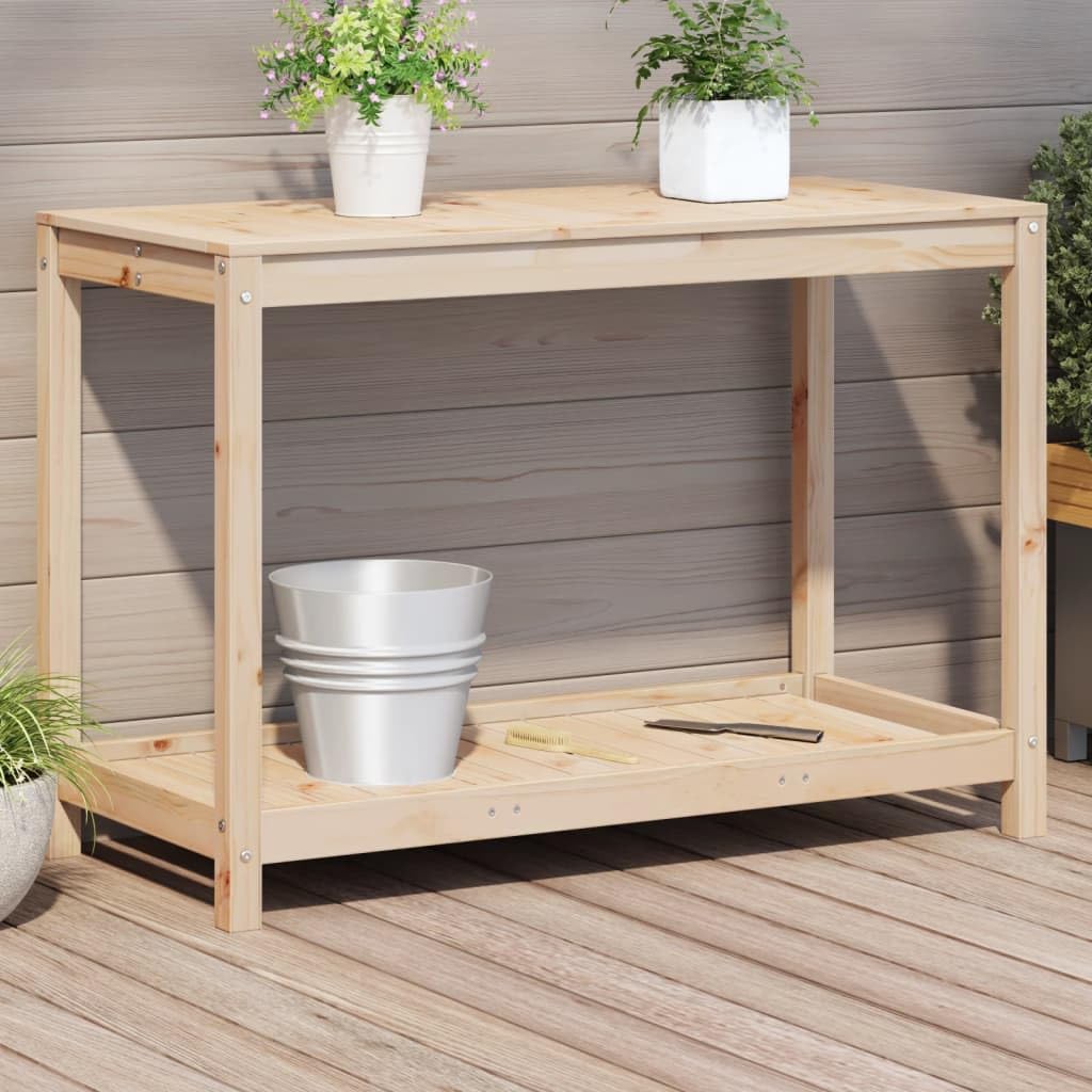 vidaXL Table de Rempotage avec Étagère, Table de Plantation avec Rangement, Banc de Rempotage, Table à Plantes Jardin, Bois Massif de Pin