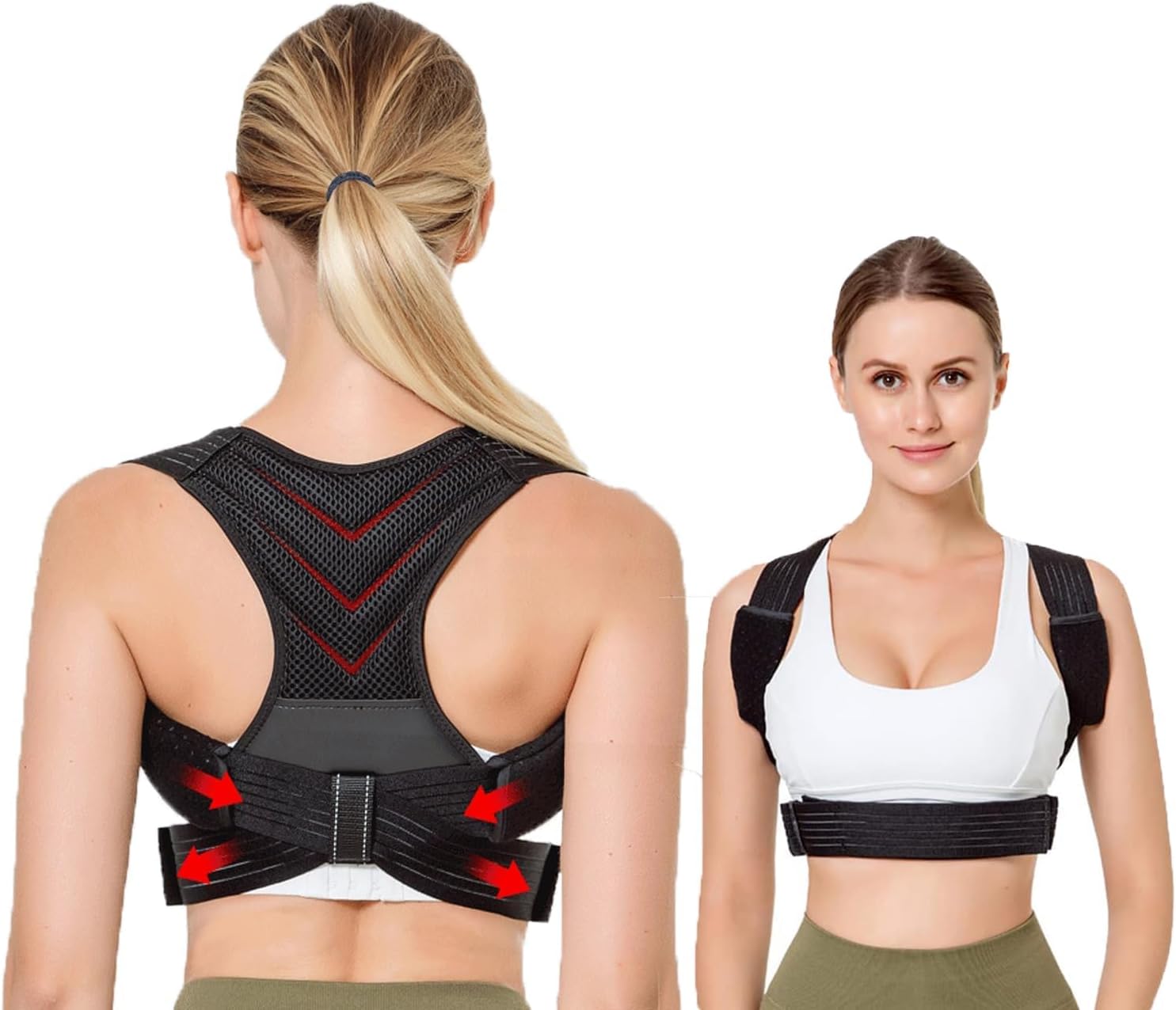 MAKINGTEC Adjustable Posture Corrector for Women and Kids - Breathable Upper Back Brace, Back Straightener for Pain Relief from Neck, Shoulder, and Hunching (Size M)