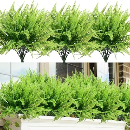 DVGUN 12 Bundles Artificial Plants Boston Fern Fake Bushes