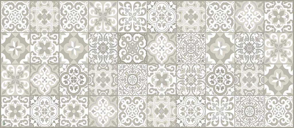 Tapis carrelage vinyle beige Vilber pour couloir et cuisine