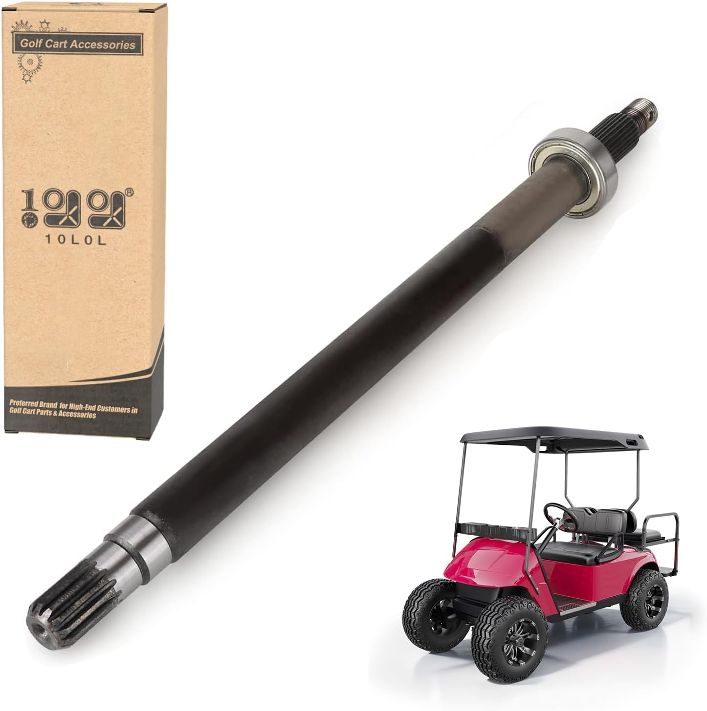 10L0L Driver Side Rear Axle Shaft for 1994.3-2009 EZGO TXT, Medalist, ST, MPT Gas Golf Cart, Includes Bearing, OEM# 72056G01 72056-G01 (ONLY for Gas Cart)