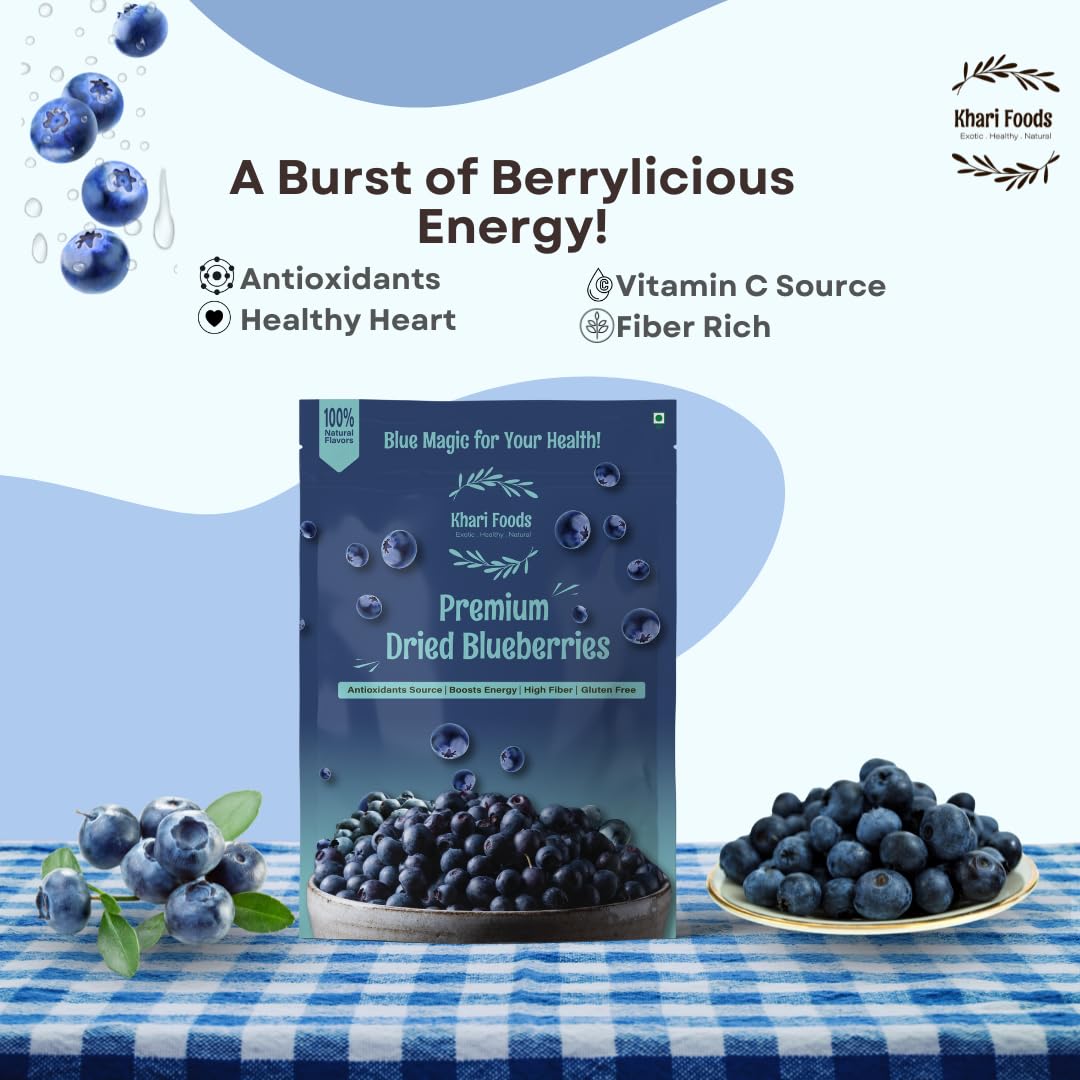 Khari Foods Dried Seedless Blueberries 150g, Rich in Fibre, Vitamins, Healthy Snacks 1