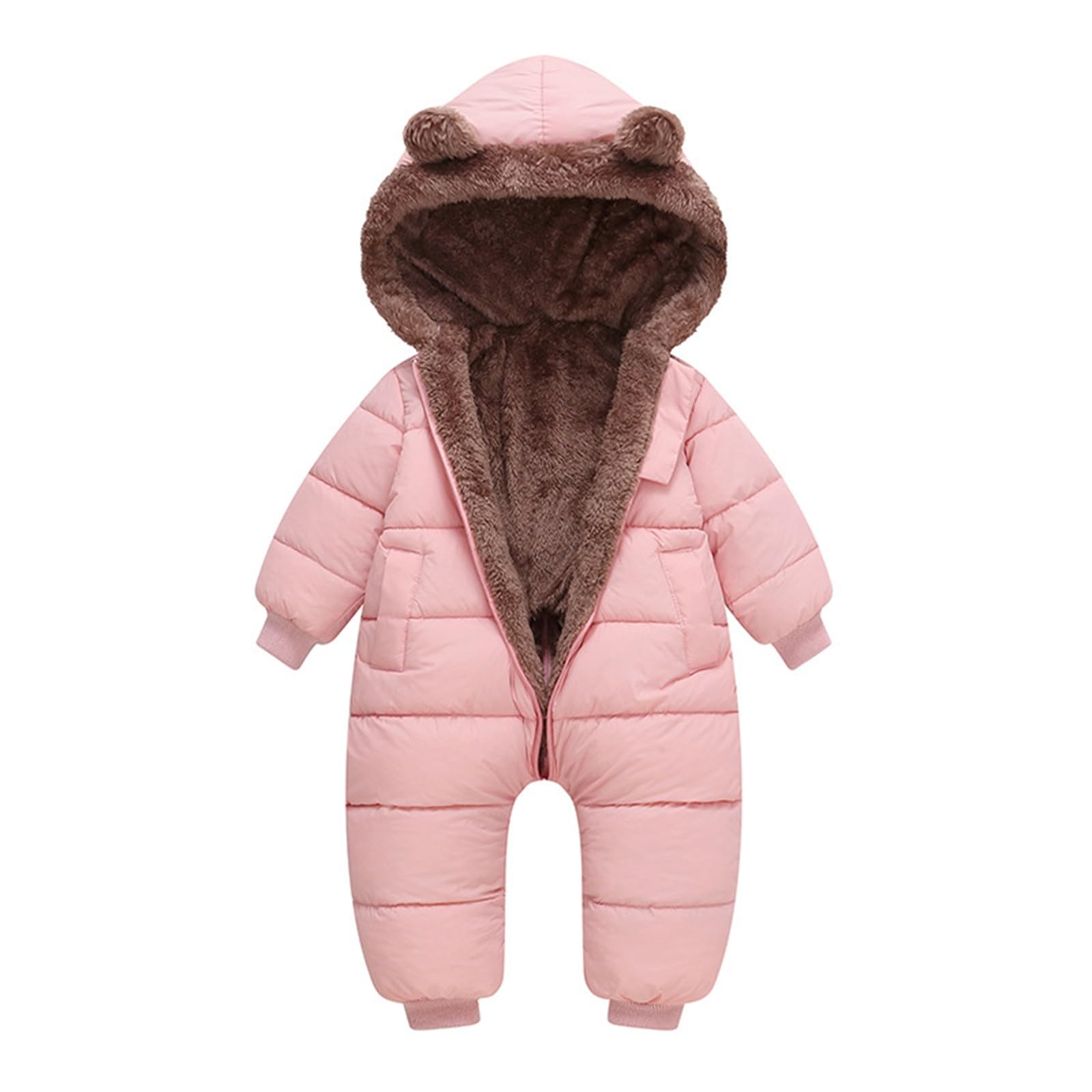 Générique Combinaison De Neige Unie Pour Tout-Petits En Hiver Barboteuse Bebe Fille Naissance Body 24 Mois Chaude À Capuche Nouveau-Né Bébé Animal Garçon Rembourré