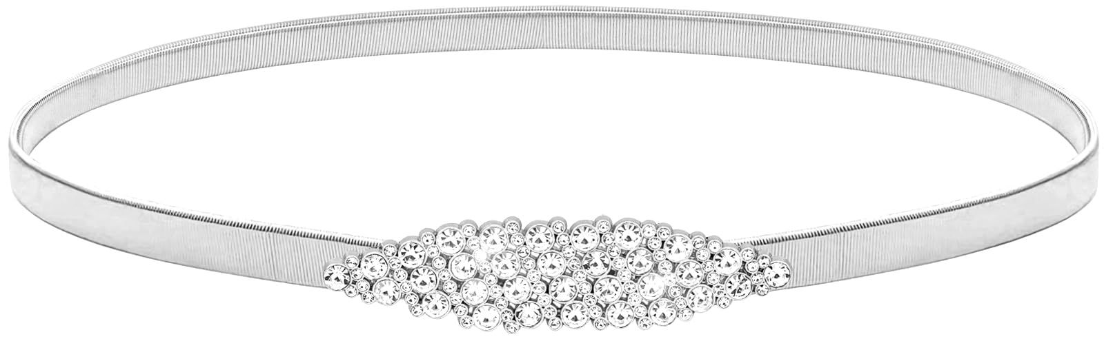 LIMHOO Women's Skinny Metal Waist Belt Elastic Thin Waist Belt for Dress Stretch Chain Belt (HY19414-Silver-L)