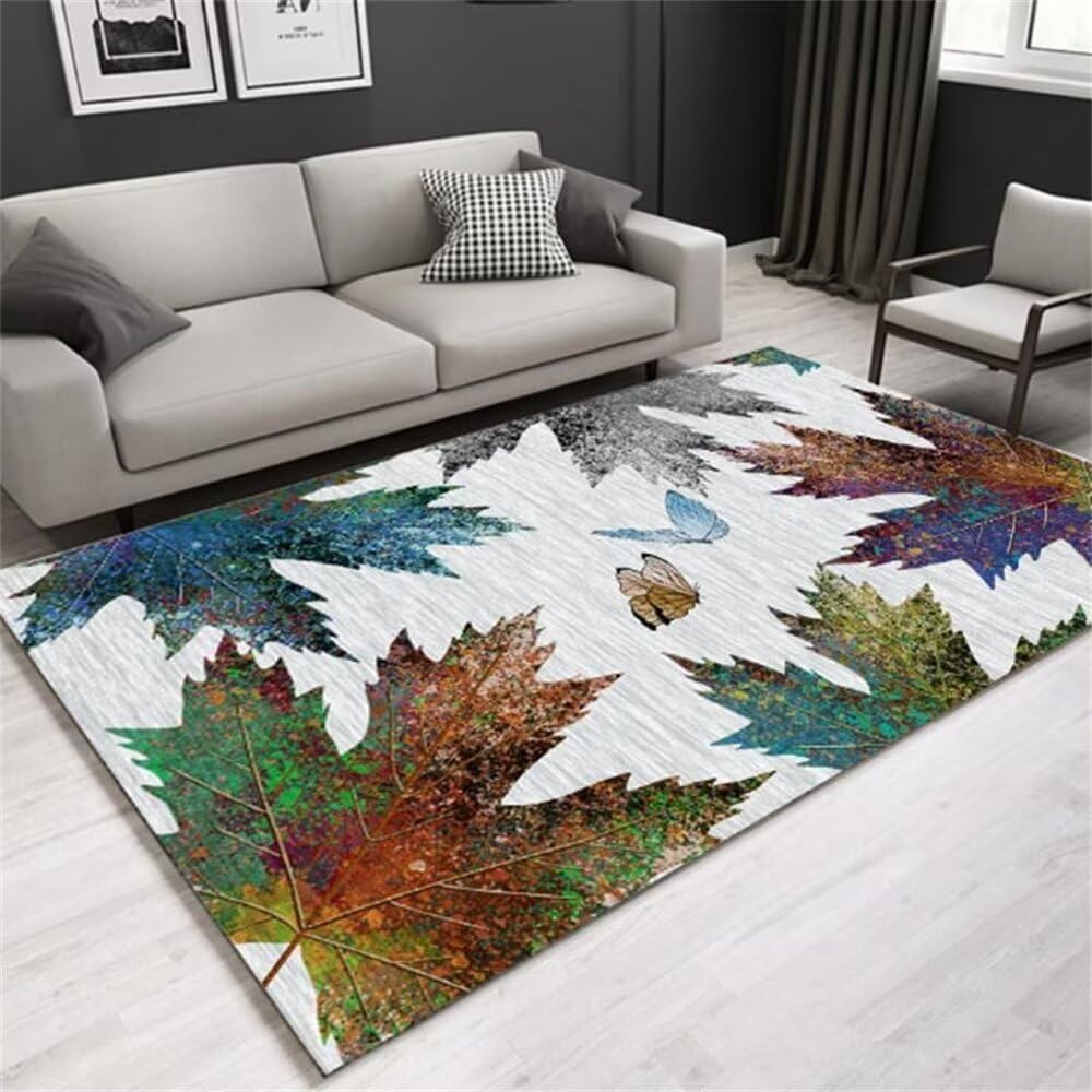 Tapis de sol bureau ado gris feuilles bleu vert