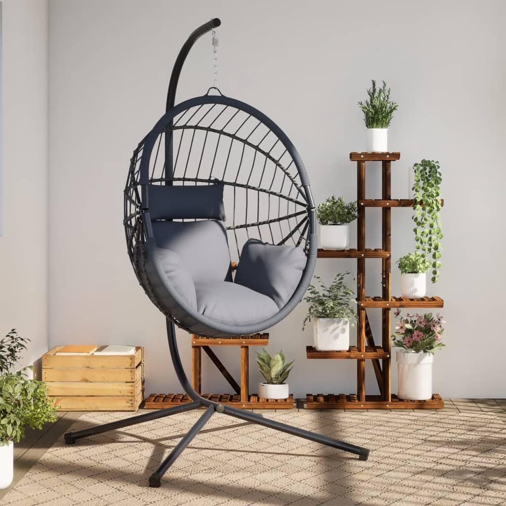 Genérico Silla Colgante Huevo con Soporte ratán y Acero Gris Claro,Casa y jardín,Jardín,Artículos de Exterior,Balancines de jardín,Gris,4007406