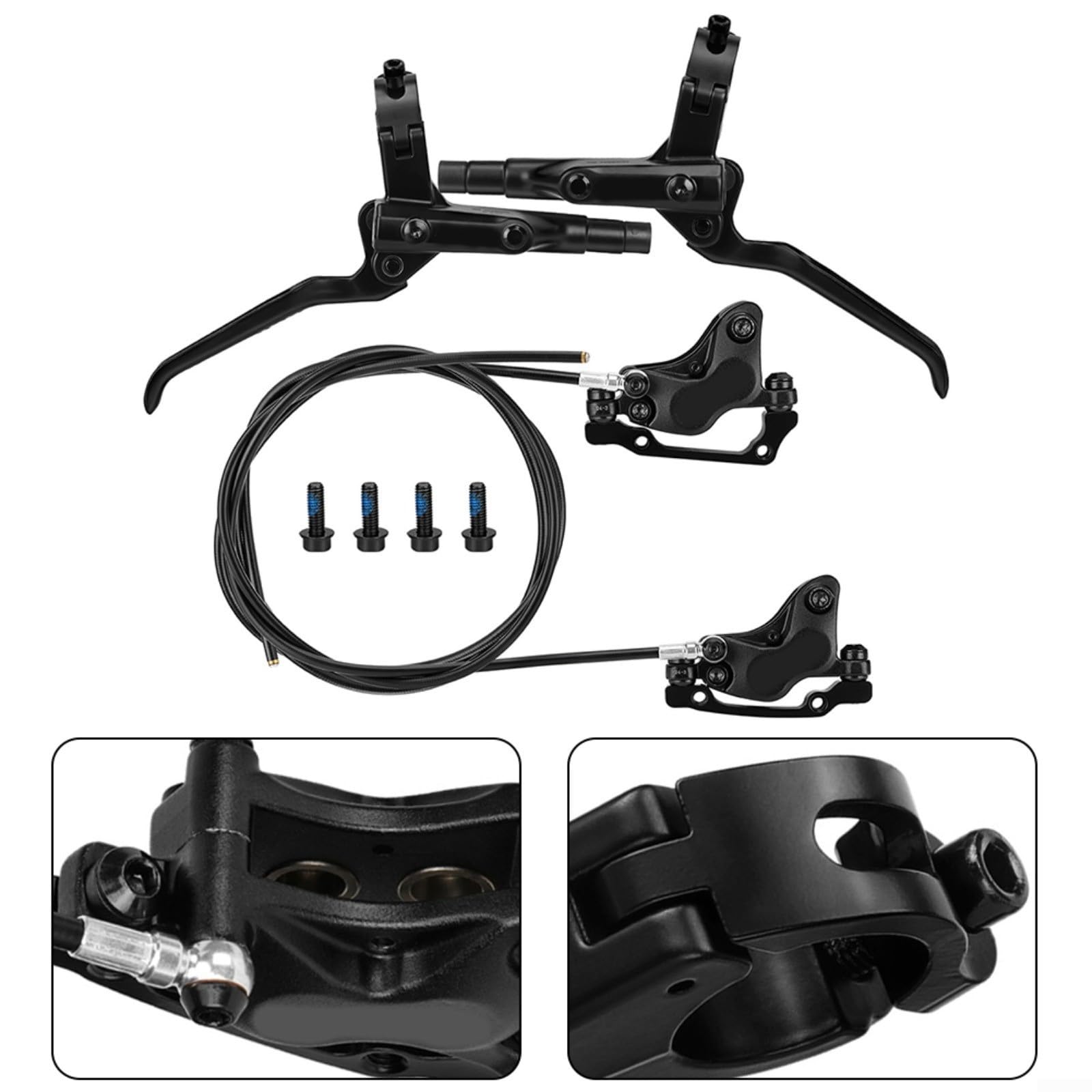 Juego de frenos de disco hidráulicos para bicicleta de montaña, cuatro para frenos de aleación de pistón, diseño de tubo dividido para ciclismo MTB, con fuerte sellado y durabilidad ligera